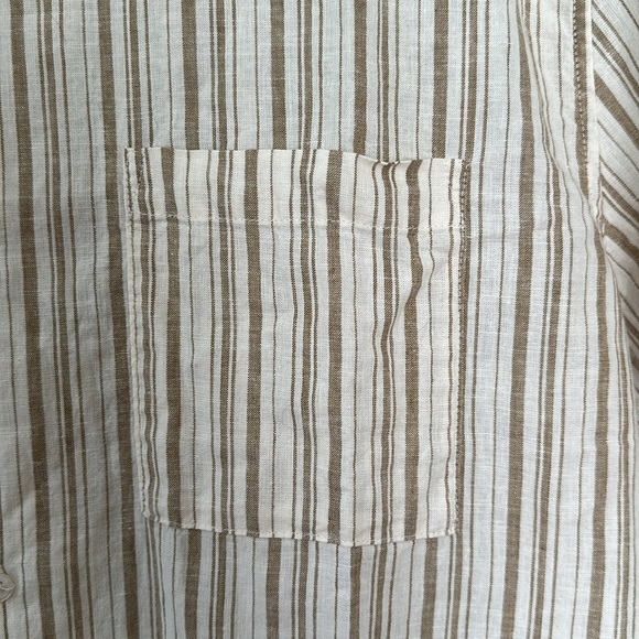 NWT H&M brown cream linen blend button up XL - Picture 4 of 6